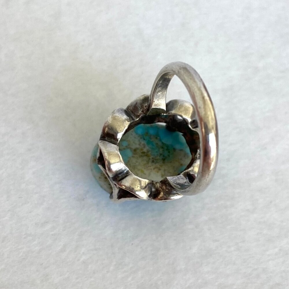 VTG Sterling Silver 925 Prong Set Oval Blue ?Hubble Glass Statement Ring Sz 5.5 - Picture 7 of 16